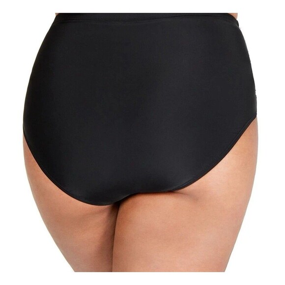 ISLAND ESCAPE Black High Waist Tummy Control Ruched Swim Bottoms Plus Size 22W - Picture 3 of 6
